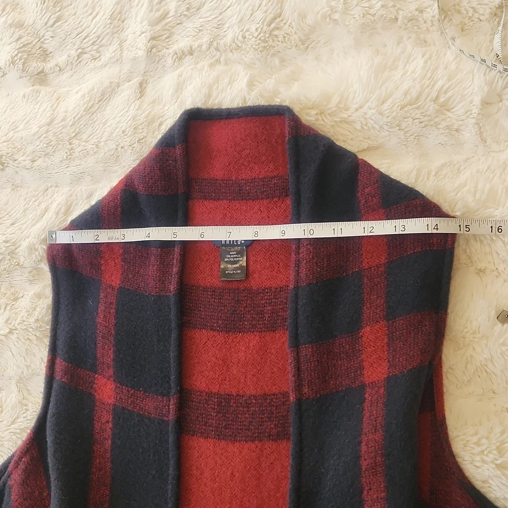 Hayes Plaid Sleeveles Long Vest one size - Picture 5 of 11